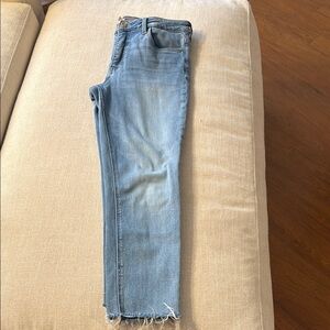 Kut From the Kloth Rachel Fab Ab Mom Jean light wash denim raw hem slim straight